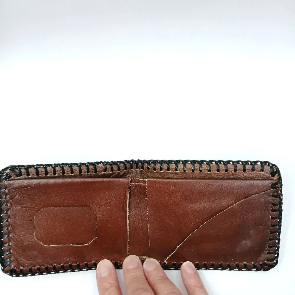Tooled Leather Bi-Fold Wallet The Lord's Prayer & Praying Hands Laced Western